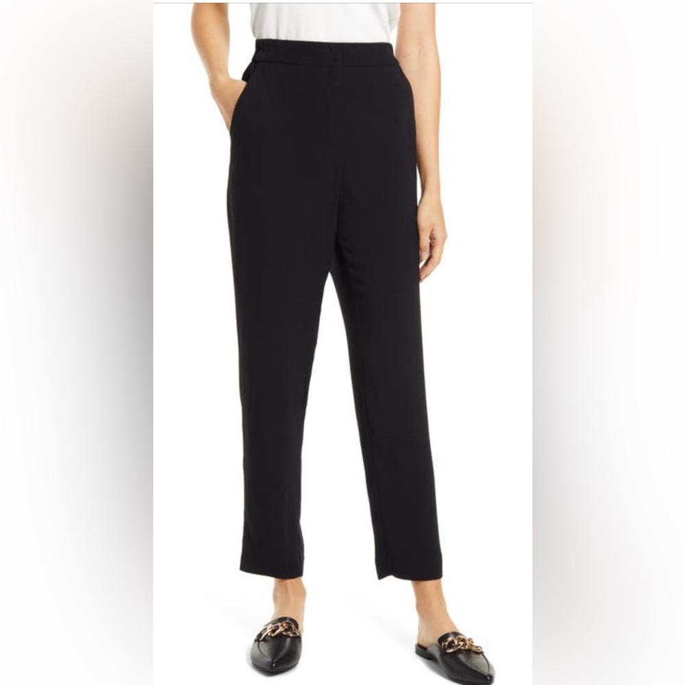 Halogen Women Relaxed Crop Black Work Pant